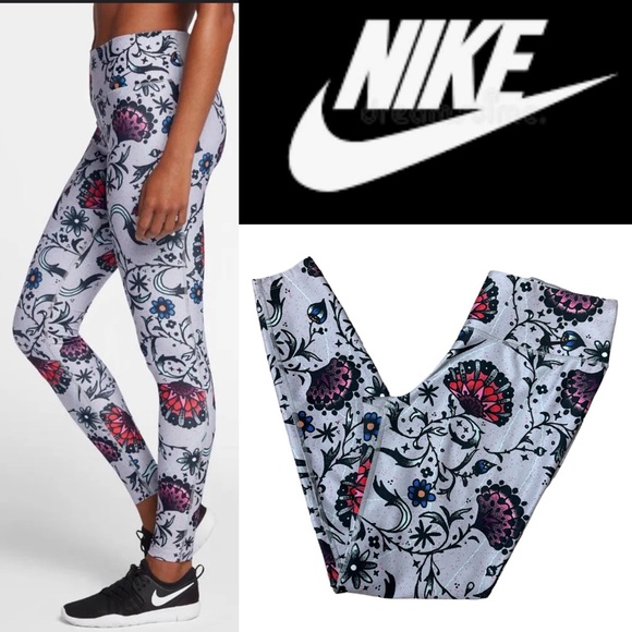 Nike Pants - NIKE WOMENS POWER LEGEND FLORAL TRAINING RUNNING YOGA TIGHT LEGGINGS